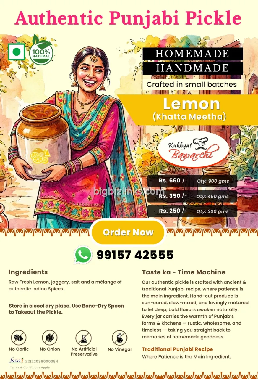 Homemade Handmade Pickle: Lemon, Mango and Mix of Gajar-Gobhi