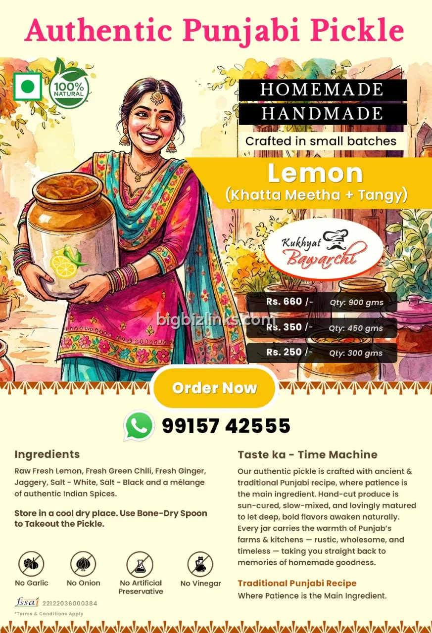 Homemade Handmade Pickle: Lemon, Mango and Mix of Gajar-Gobhi