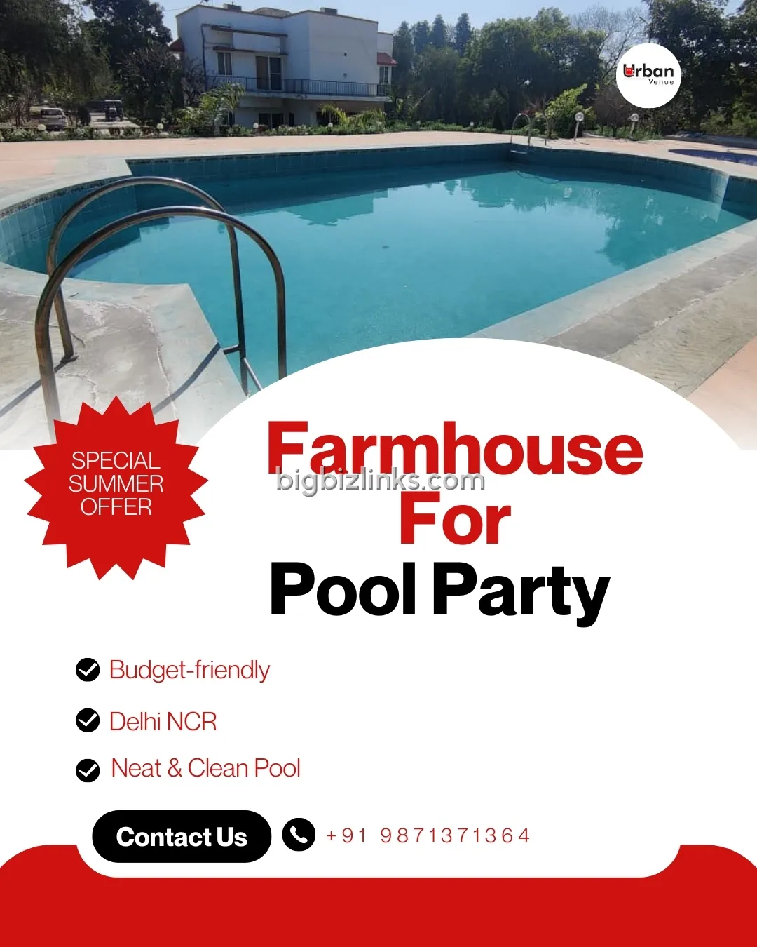 Affordable Farmhouse Pool Party in Delhi NCR | UrbanVenue