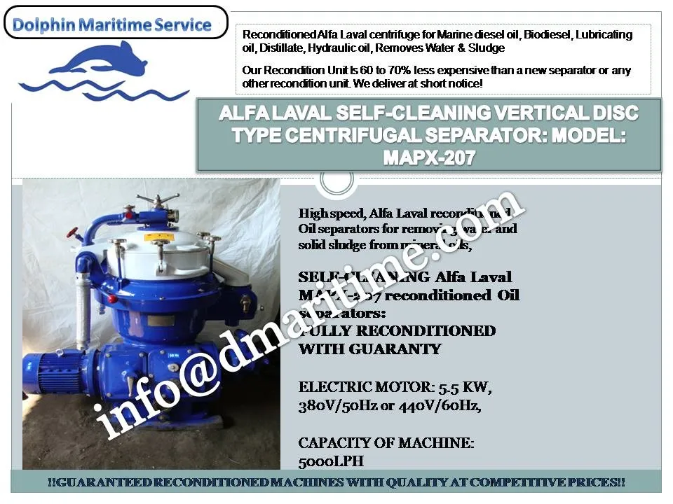 marine spare and consumable material supplying oil Separator Mopx 207