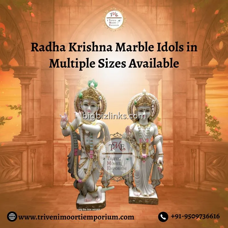 Radha Krishna Marble Idols in Multiple Sizes Available